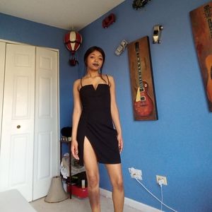 Fashion Nova Straples Split Mini Dress